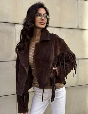 Кожаная куртка с бахромой