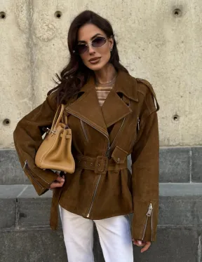 Косуха из натуральной замши под пояс 