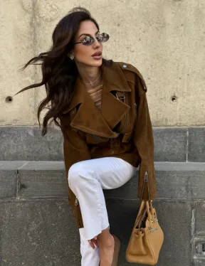 Косуха из натуральной замши под пояс 