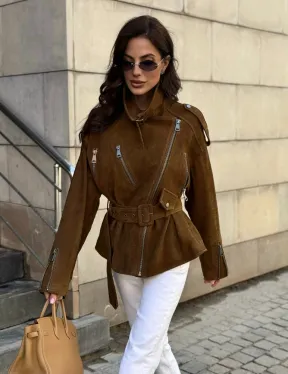 Косуха из натуральной замши под пояс 