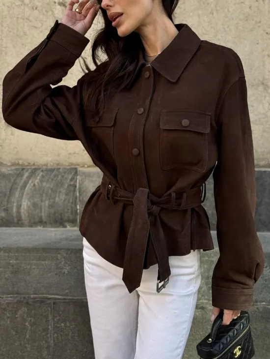 Женская куртка - рубашка из замши