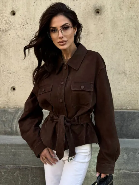 Женская куртка - рубашка из замши