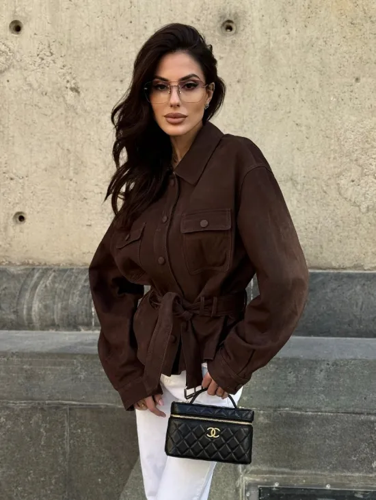 Женская куртка - рубашка из замши