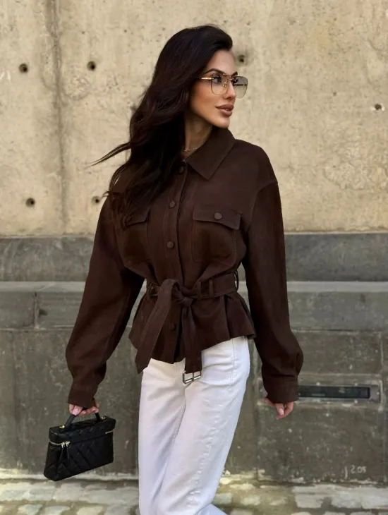 Женская куртка - рубашка из замши