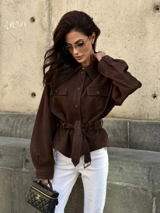 Женская куртка - рубашка из замши