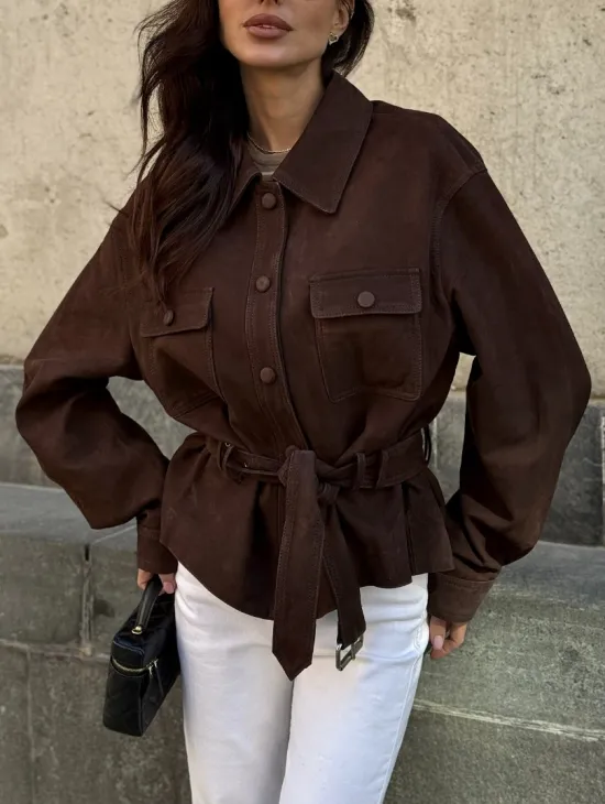 Женская куртка - рубашка из замши