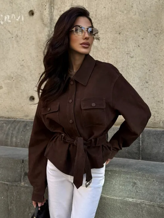 Женская куртка - рубашка из замши