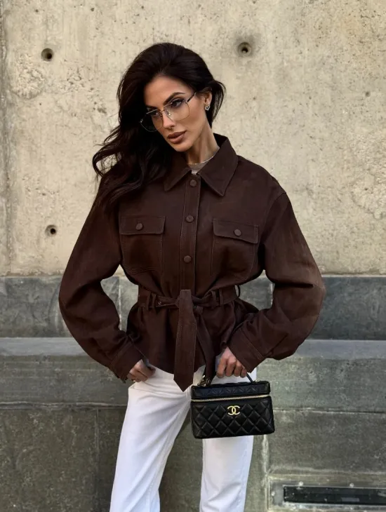 Женская куртка - рубашка из замши