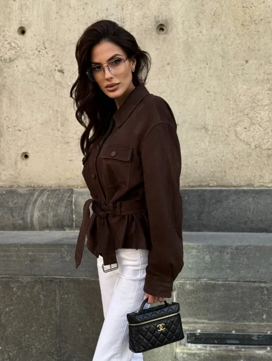 Женская куртка - рубашка из замши