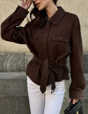 Женская куртка - рубашка из замши