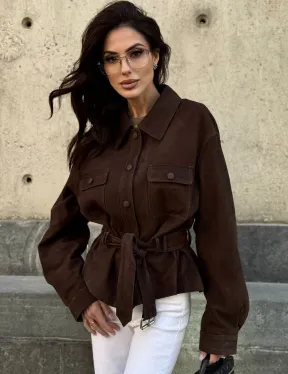 Женская куртка - рубашка из замши