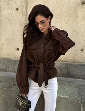 Женская куртка - рубашка из замши