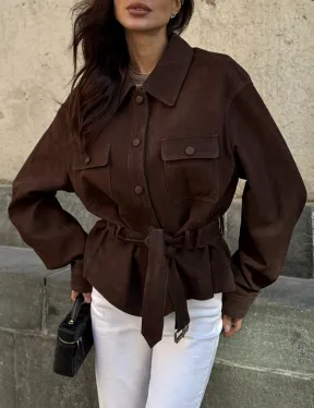 Женская куртка - рубашка из замши