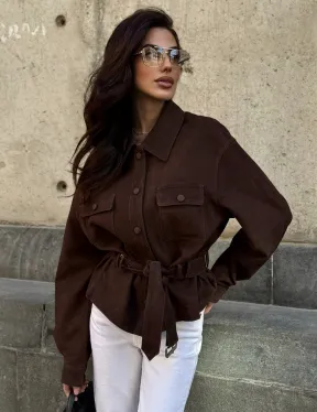 Женская куртка - рубашка из замши