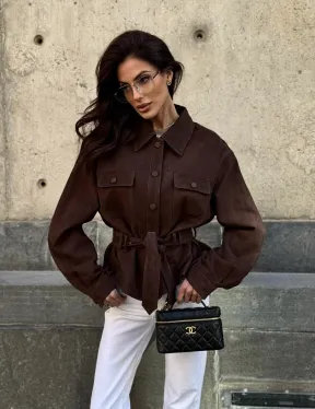 Женская куртка - рубашка из замши