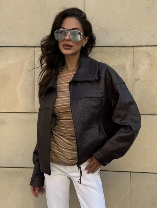 Короткая куртка оверсайз из натуральной кожи Joomba