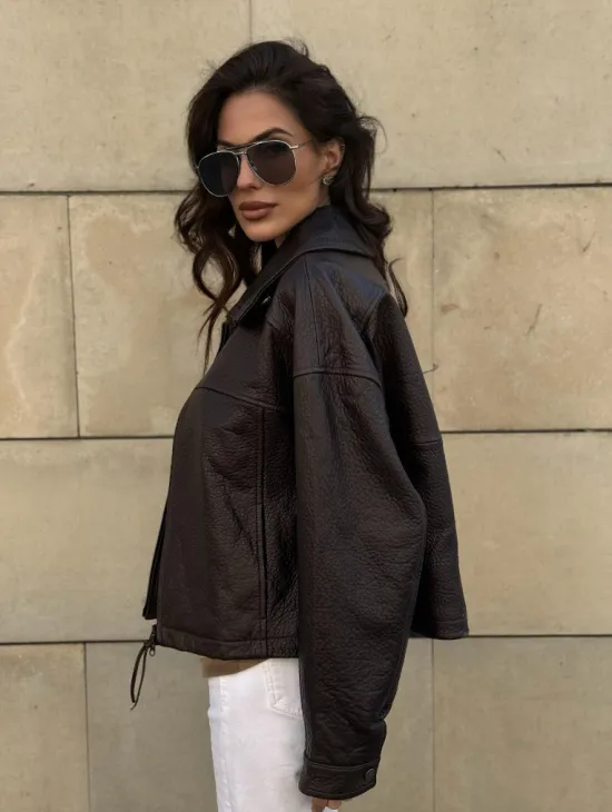 Короткая куртка оверсайз из натуральной кожи Joomba