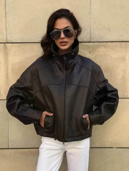 Короткая куртка оверсайз из натуральной кожи Joomba