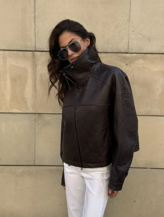 Короткая куртка оверсайз из натуральной кожи Joomba