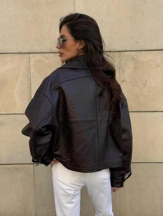 Короткая куртка оверсайз из натуральной кожи Joomba