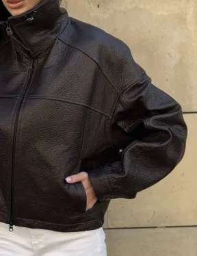 Короткая куртка оверсайз из натуральной кожи Joomba