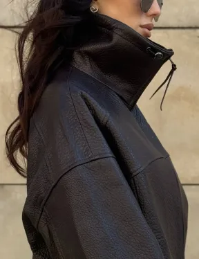 Короткая куртка оверсайз из натуральной кожи Joomba