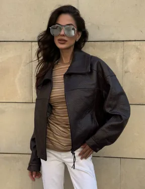 Короткая куртка оверсайз из натуральной кожи Joomba