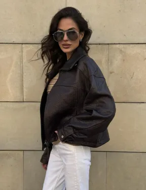 Короткая куртка оверсайз из натуральной кожи Joomba