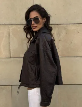 Короткая куртка оверсайз из натуральной кожи Joomba