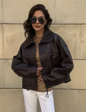 Короткая куртка оверсайз из натуральной кожи Joomba