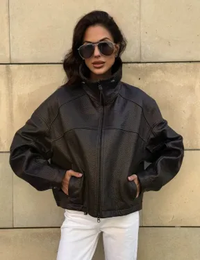 Короткая куртка оверсайз из натуральной кожи Joomba