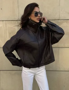 Короткая куртка оверсайз из натуральной кожи Joomba