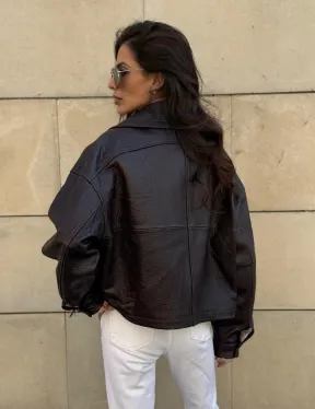 Короткая куртка оверсайз из натуральной кожи Joomba