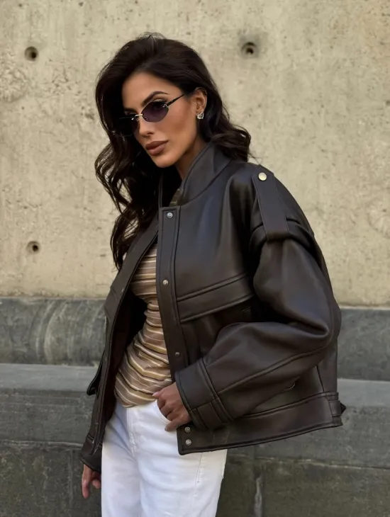 Кожаная коричневая куртка Retro Vintage