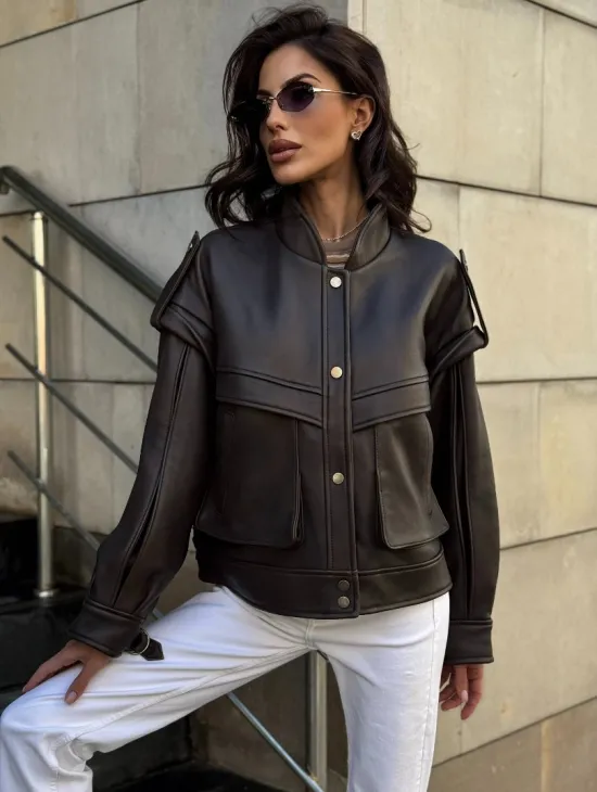 Кожаная коричневая куртка Retro Vintage