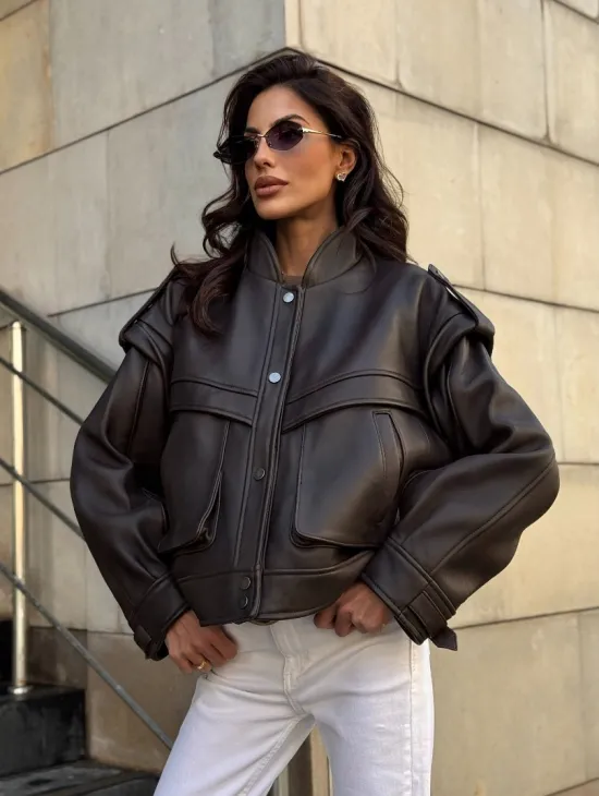 Кожаная коричневая куртка Retro Vintage