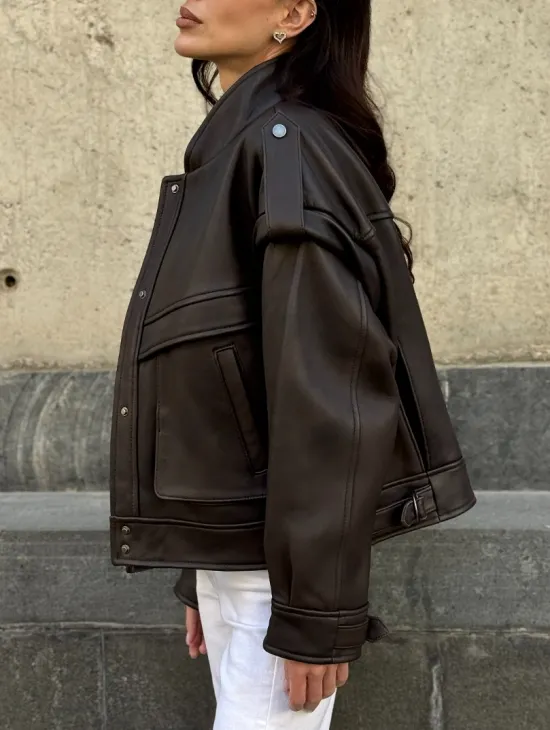 Кожаная коричневая куртка Retro Vintage