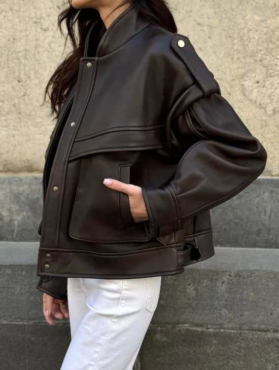 Кожаная коричневая куртка Retro Vintage