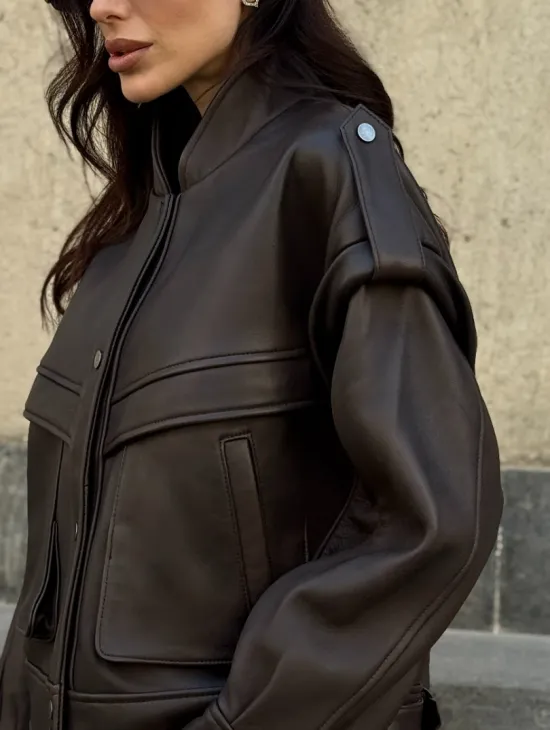 Кожаная коричневая куртка Retro Vintage