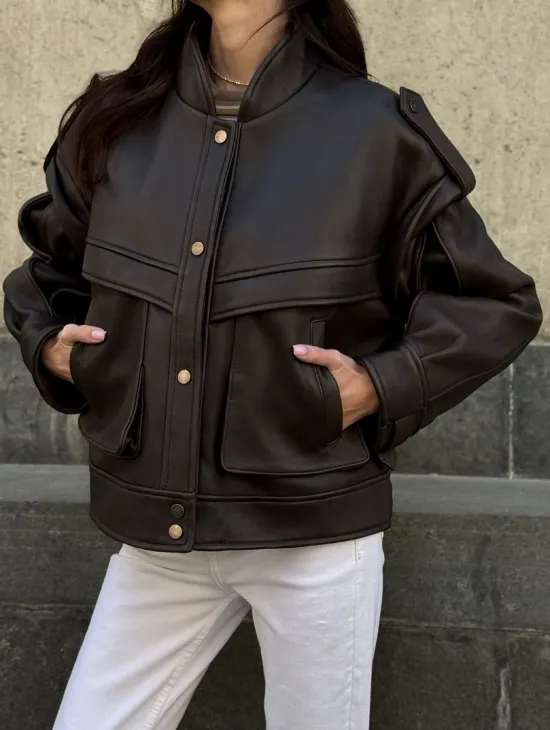 Кожаная коричневая куртка Retro Vintage