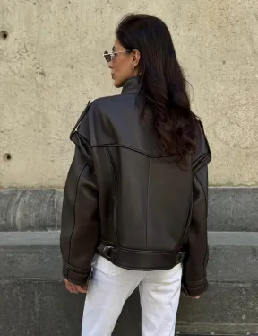 Кожаная коричневая куртка Retro Vintage