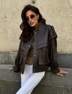 Кожаная коричневая куртка Retro Vintage