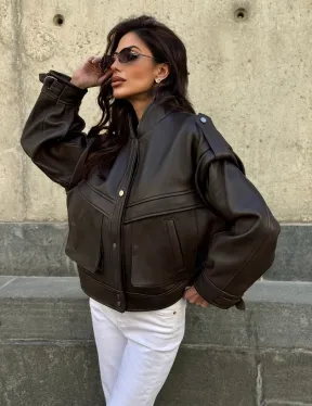 Кожаная коричневая куртка Retro Vintage