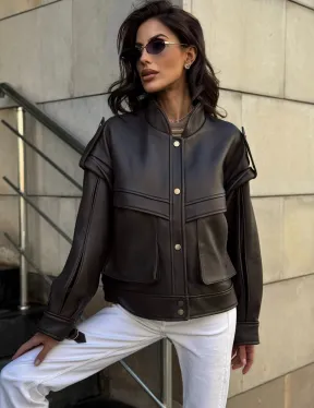 Кожаная коричневая куртка Retro Vintage