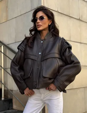 Кожаная коричневая куртка Retro Vintage