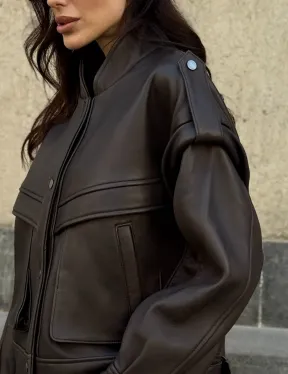 Кожаная коричневая куртка Retro Vintage