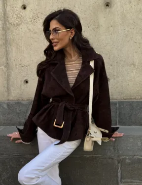 Жакет - куртка из замшевой кожи LUX с поясом