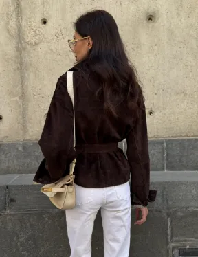 Жакет - куртка из замшевой кожи LUX с поясом