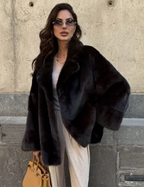 Норковая шуба в цвете махагон