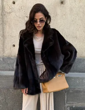 Норковая шуба в цвете махагон